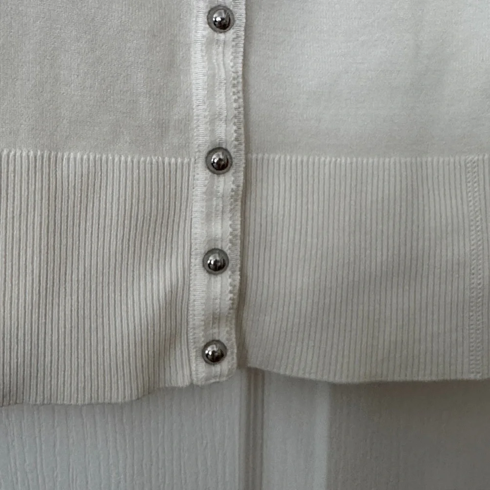 White House Cute Black Market Ivory Button-Front Sweater - Picture 4 of 8